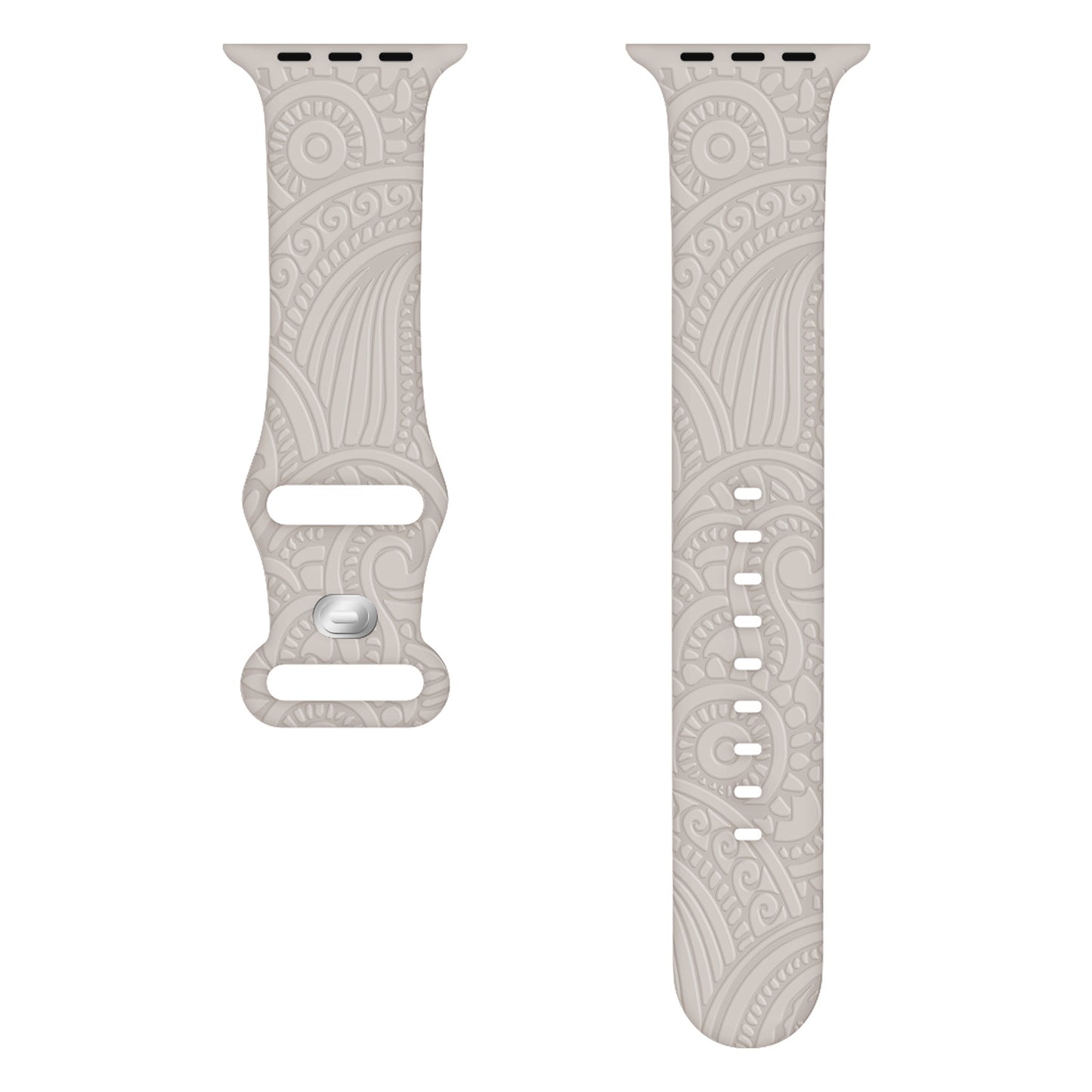 Silicone Strap with Laser Engraved Cashew Print for Apple Watch