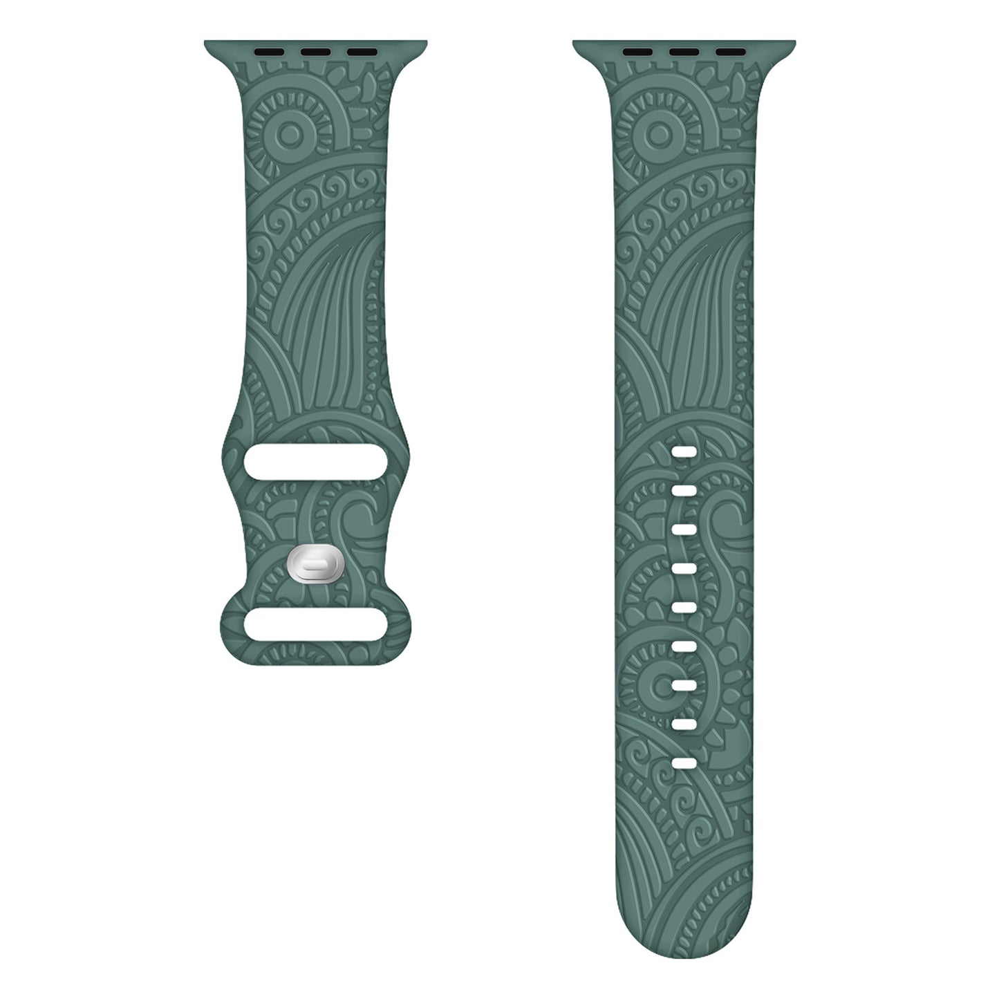 Silicone Strap with Laser Engraved Cashew Print for Apple Watch
