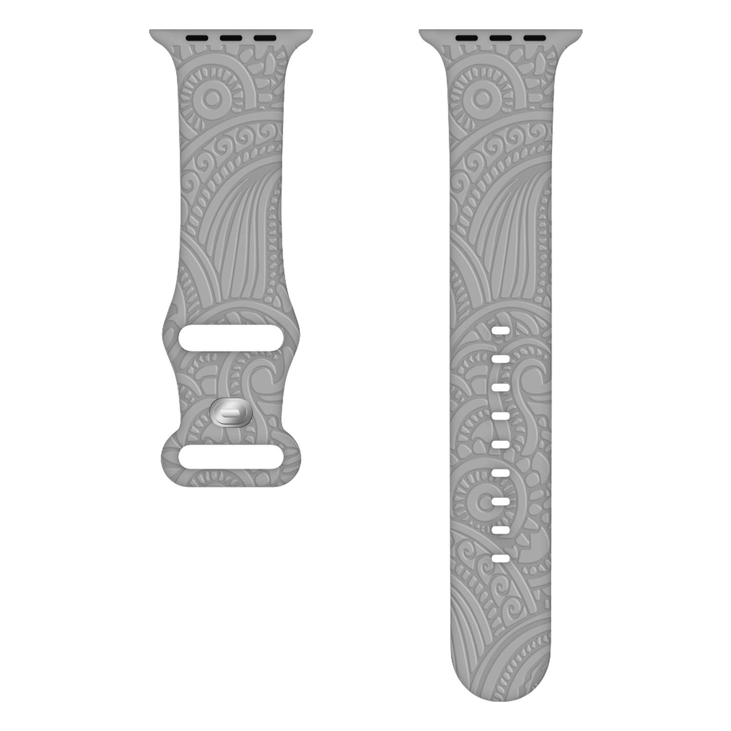 Silicone Strap with Laser Engraved Cashew Print for Apple Watch